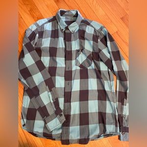 Men’s Blue Plaid American Eagle Button Up - Size Medium